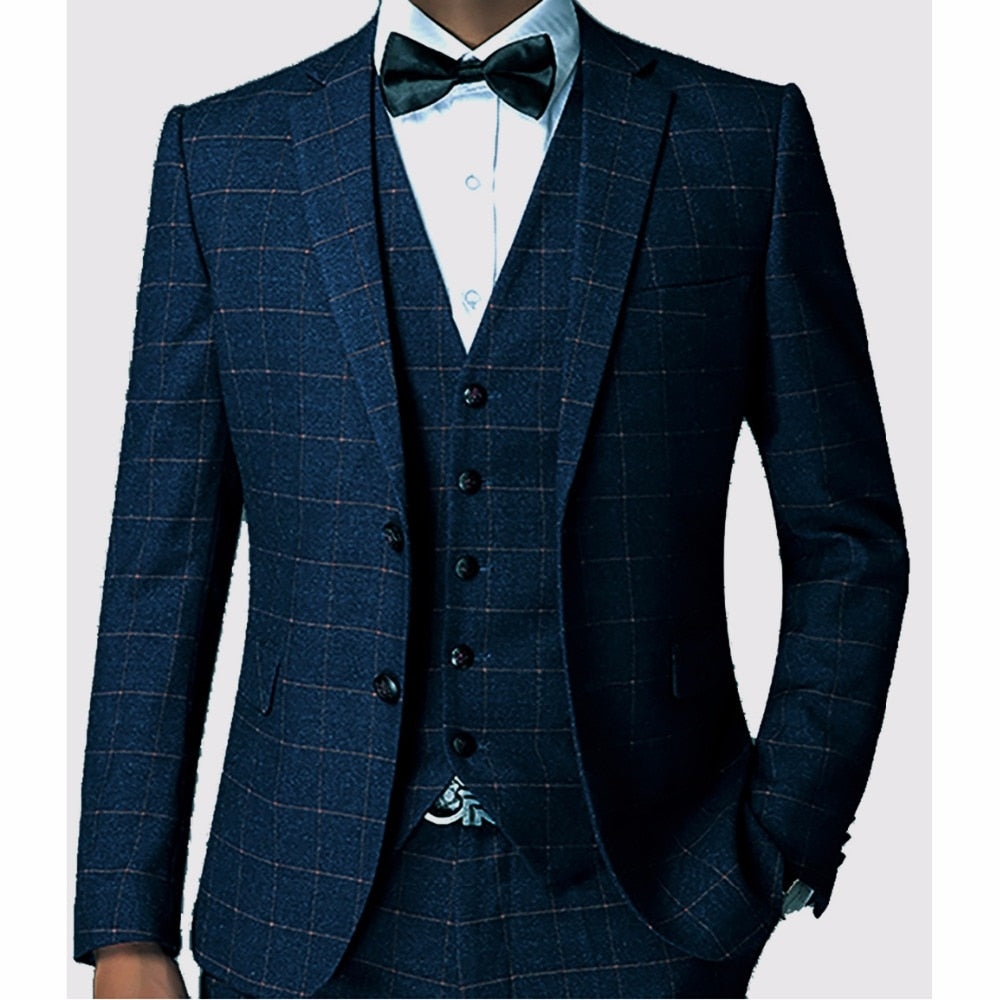Men Blue Check dress Suit